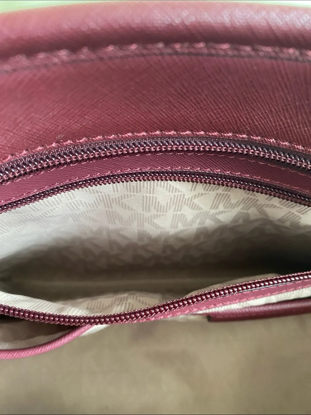 Michael Kors Burgandy Plum Zip Top Tote with Gold Hardware